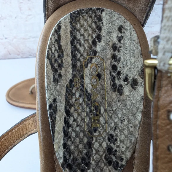 Coach Snake Print Sandals with Gold Accents - Picture 7 of 12